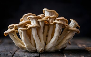 Fresh oyster mushrooms in macro view with background