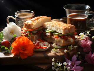 breakfast sandwich & tea jpg efood