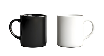 a black and white mugs