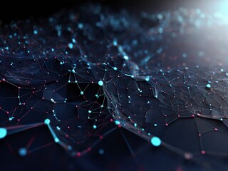 Abstract technology background with connecting dots and lines 3D Rendering Abstract polygonal science background