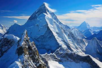 Fototapeta na wymiar Mountain peak in the Himalayas for travel and adventure tourism