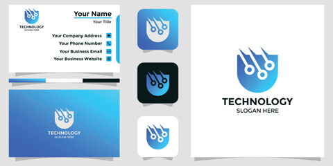 gradient security logo template collection and business cards