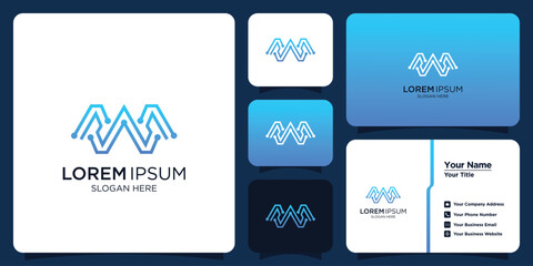 Naklejka premium gradient technology logo template collection and business cards
