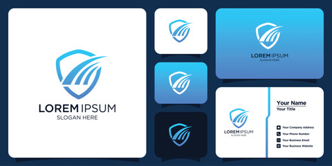 gradient security logo template collection and business cards