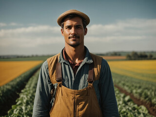 Harvest Harmony: Portrait of a Farmer in the Fields during the Abundant Harvest Season, Embracing the Essence of Agriculture, Generative AI.