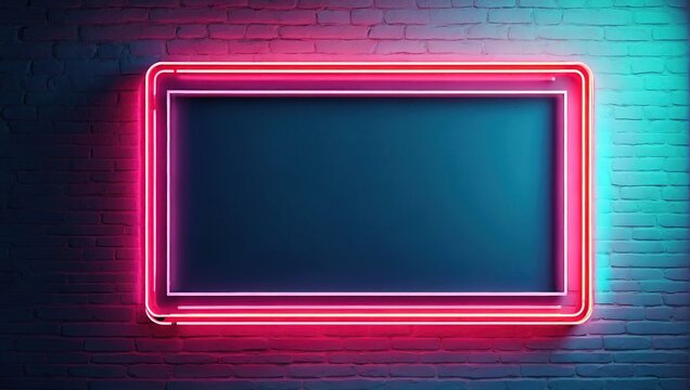 neon sign of frame for template decoration and layout covering on the wall background
