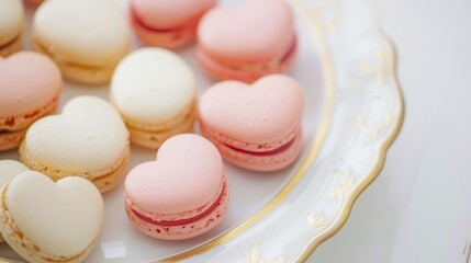 Heart Shaped Macarons on Plate