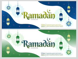 Ramadan Kareem Islamic Template for Banner, Backdrop, Poster, Wallpaper Design, Greeting Card, Postcard, Media, Vector Isolated