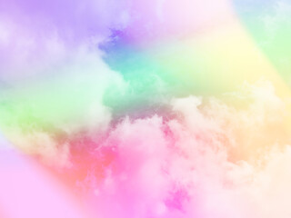 beauty sweet pastel pink and purple colorful with fluffy clouds on sky. multi color rainbow image. abstract fantasy growing light