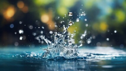 Splash of water on a blur nature background
