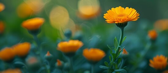 Obraz premium Beautiful Calendula officinalis on a stunning background of Beautiful Calendula officinalis.