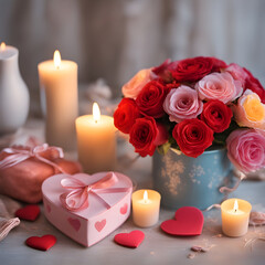 candles and roses