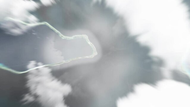 Earth zoom in from space to Majuro, Marshall Islands. Followed by zoom out through clouds and atmosphere into space. Satellite view. Travel intro. Images from NASA
