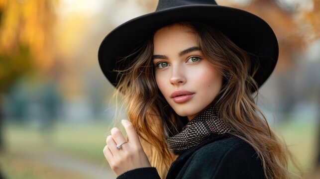 Vintage Vibe: Woman in '50s-Inspired Fashion Against Orange Background