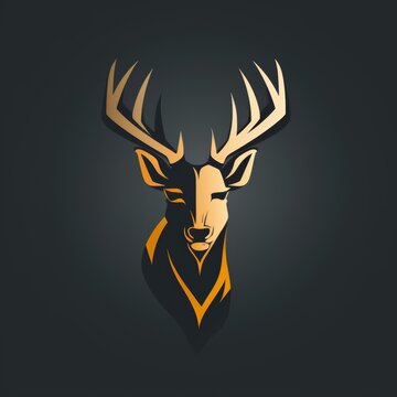 flat vector logo animal deer logo using bold lines logo design