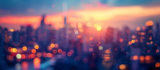 Blurred Panoramic View of the City at Sunset: A Mesmerizing Blend of Serenity and Vibrancy