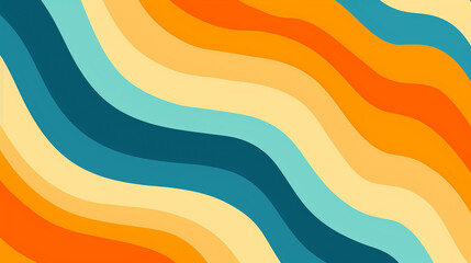 Tiger orange, corn yellow, sand, cyan blue color retro groovy background vector presentation design