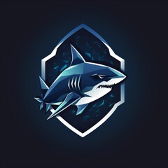  flat vector logo of animal shark dynamic flat shark logo for a cybersecurity firm, capturing strength and reliability