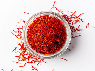 Fototapeta premium Saffron isolated on white background in minimalist style. 