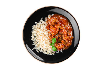 meat with rice chicken Basque tomato sauce tasty fresh eating cooking appetizer meal food snack on...