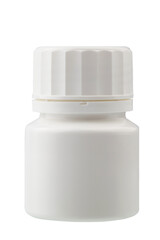 white plastic container with lid for tablets and medicines, isolated