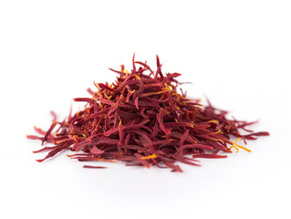 Fototapeta premium Saffron isolated on white background in minimalist style. 