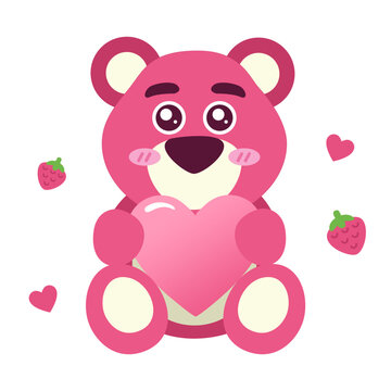 Cute lotso doll holding a heart. Valentine's day gift. isolated on white background.