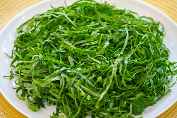 Kale leaves chopped and sliced into thin strips