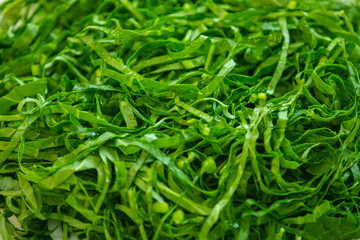 Kale leaves chopped and sliced into thin strips