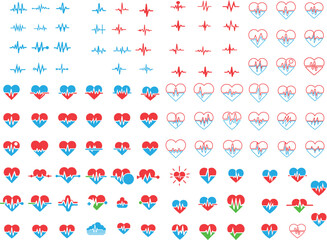 heart beat pulse flat and line icon for medical
