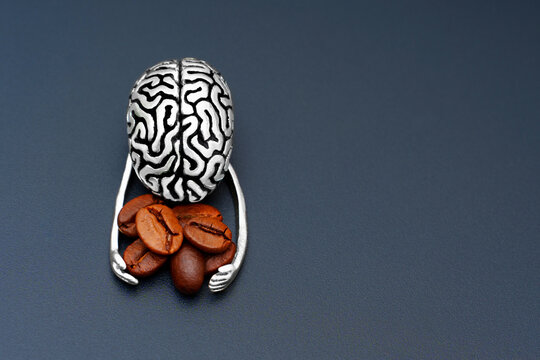 Human Brain Embracing Roasted Coffee Beans