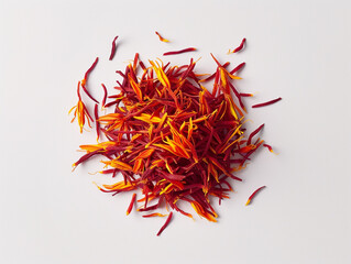 Fototapeta premium Saffron isolated on white background in minimalist style. 