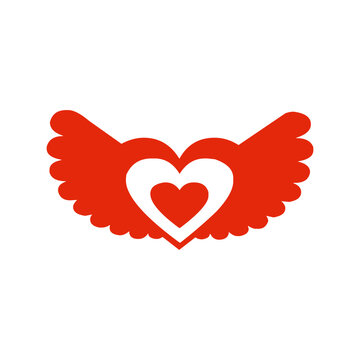 Red Heart With Wings Icon