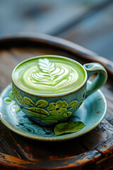 "Whimsical Matcha Latte Delight", street food and haute cuisine