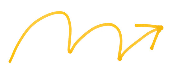 Yellow arrows isolated on transparent background