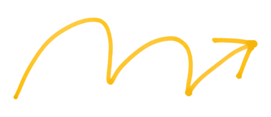 Yellow arrows isolated on transparent background