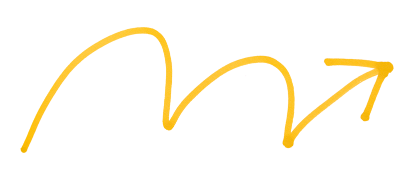 Yellow arrows isolated on transparent background