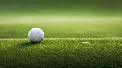 Golf ball on a vibrant green field
