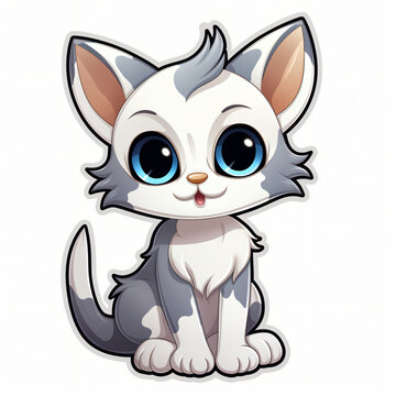 A sticker template of cat cartoon character isola