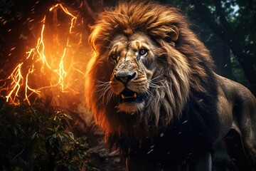 Fototapeta premium lion Panthera Leo HD 8K wallpaper Stock Photographic Image, a tiger in the zoo HD 8K wallpaper Stock Photographic Image, lion in the grass HD 8K wallpaper Stock Photographic Image