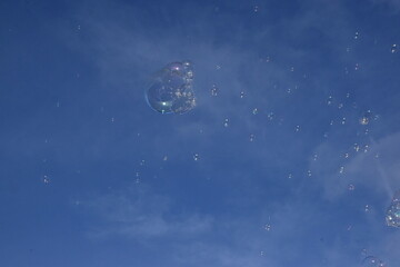Seifenblasen fliegen in den Himmel