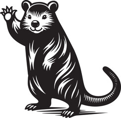 Waving Wombat in Monochrome