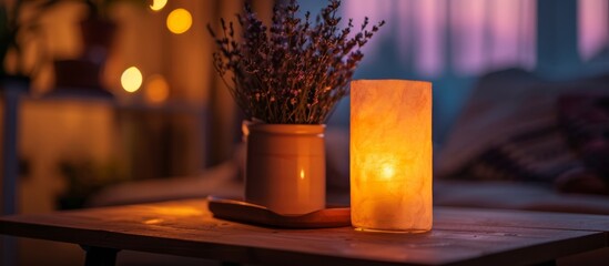 Naklejka premium An Attractive Night Lamp Illuminates the Night with its Alluring Glow, Creating an Enchanting Ambience