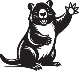 Waving Wombat in Monochrome