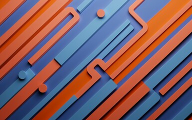 abstract background with geometric shapes in orange, blue and yellow colors