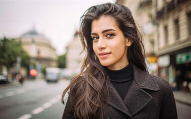 Fototapeta premium Portrait of a beautiful young woman in the city