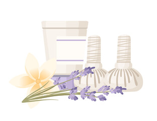 Set of item for spa treatment vector illustration isolated on white background