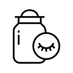 Eye makeup remover line icon. Makeup routine concept. Delicate liquid for clean eye from cosmetic. Beauty procedure. Eye patches removing makeup line icon, facial skin care with pad icon outline style