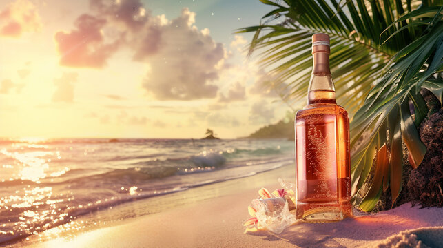 lcohol advertisement poster with a tropical vibe