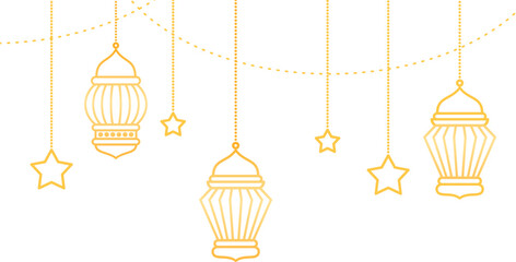 Hanging gold Islamic lantern decoration for Ramadan Kareem Islamic festival